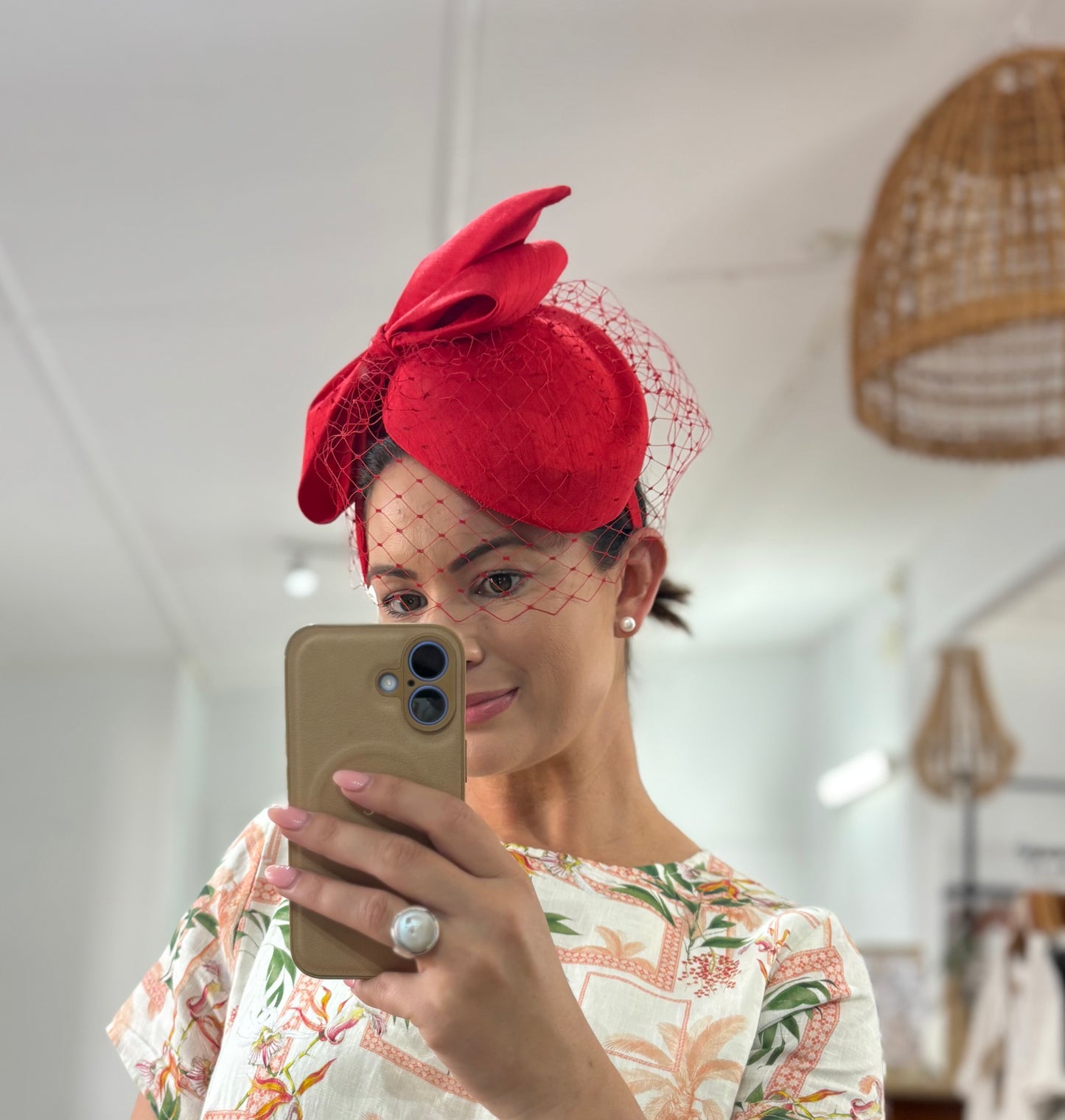 Alina Fascinator - Red