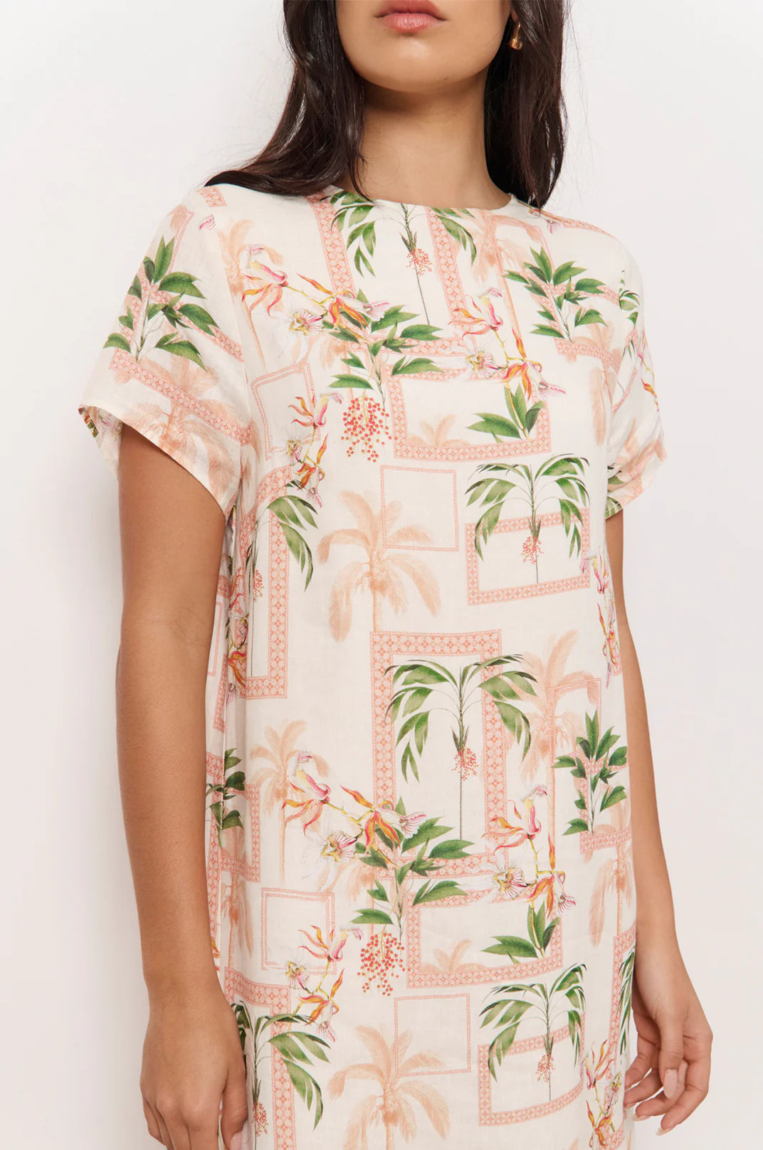 Palm Tiered Linen Dress