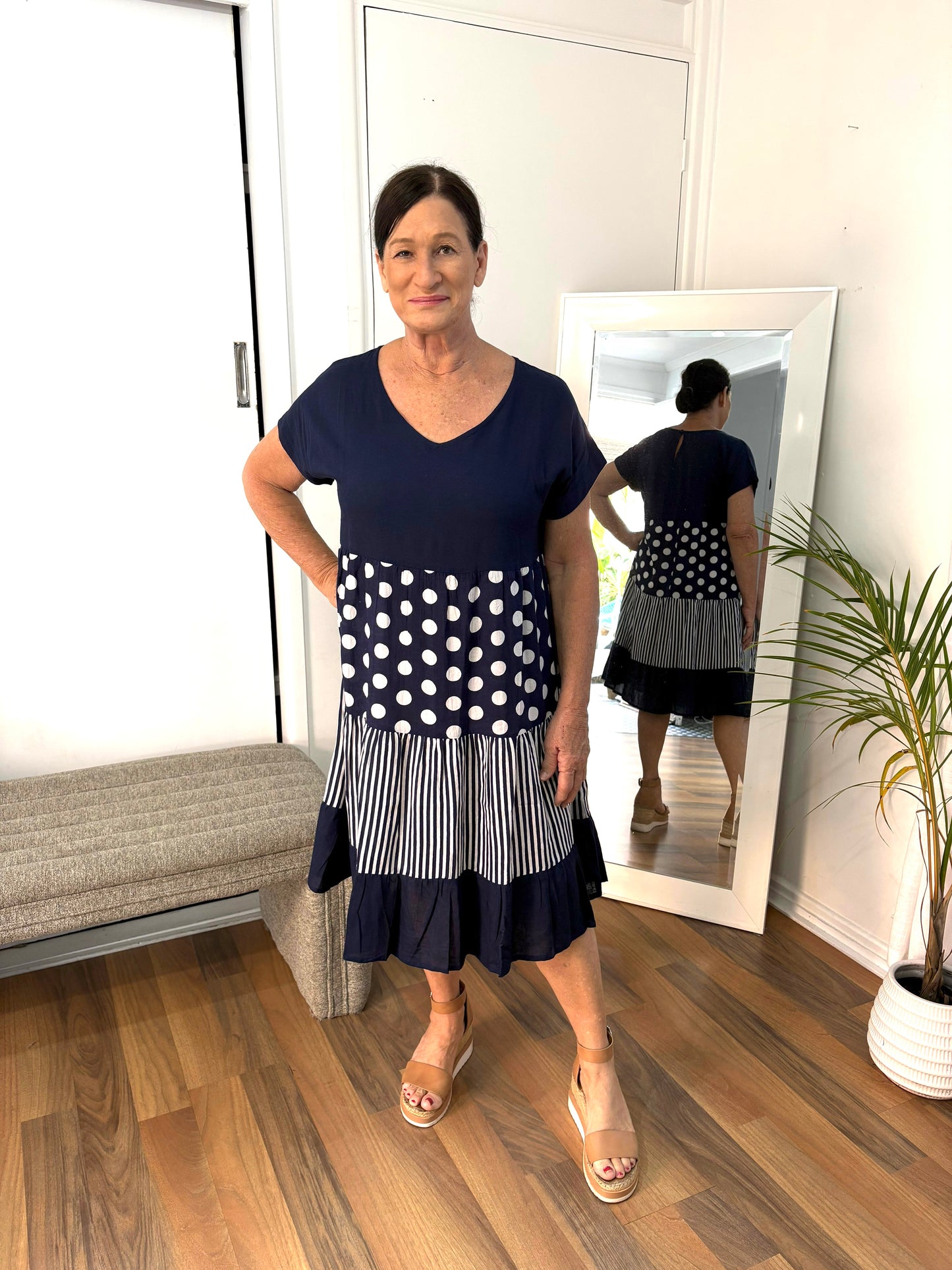 Spot Dress - Navy