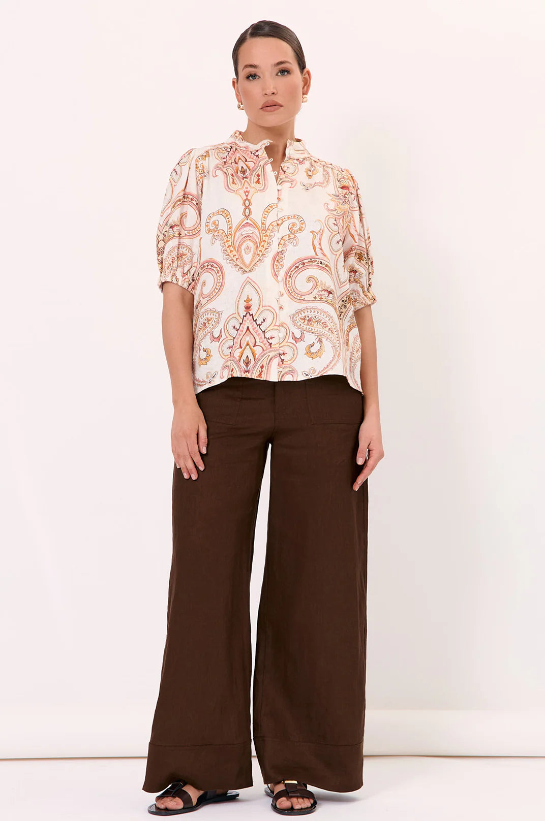 Printed Linen Top
