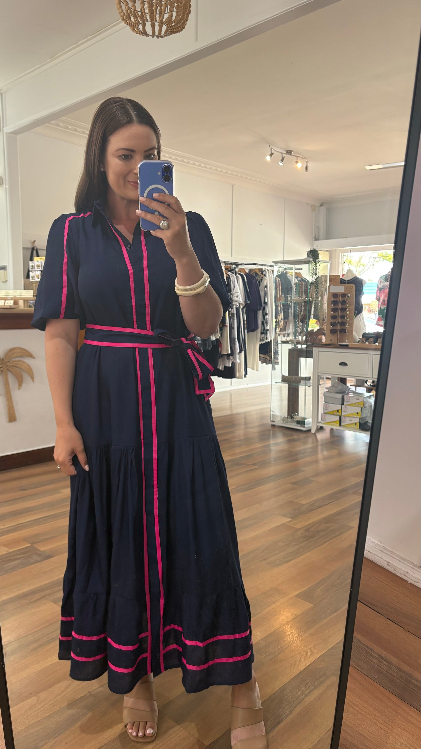 Navy and Pink Trim Dress
