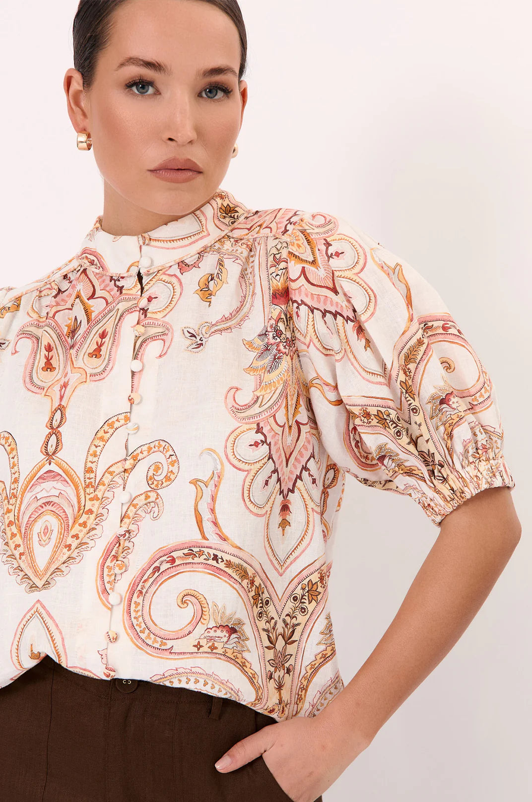 Printed Linen Top