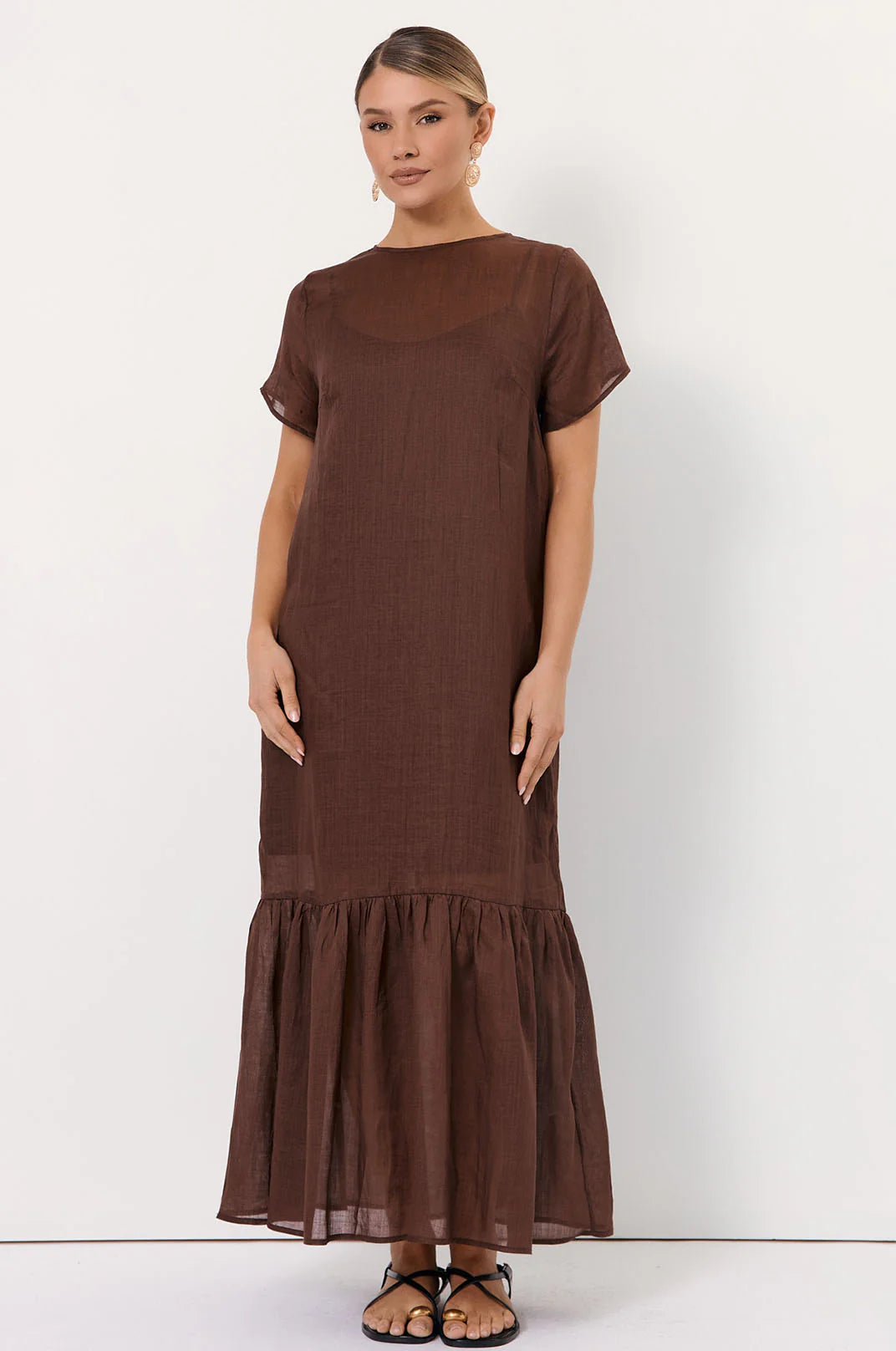 Ramie Maxi Dress - Chocolate