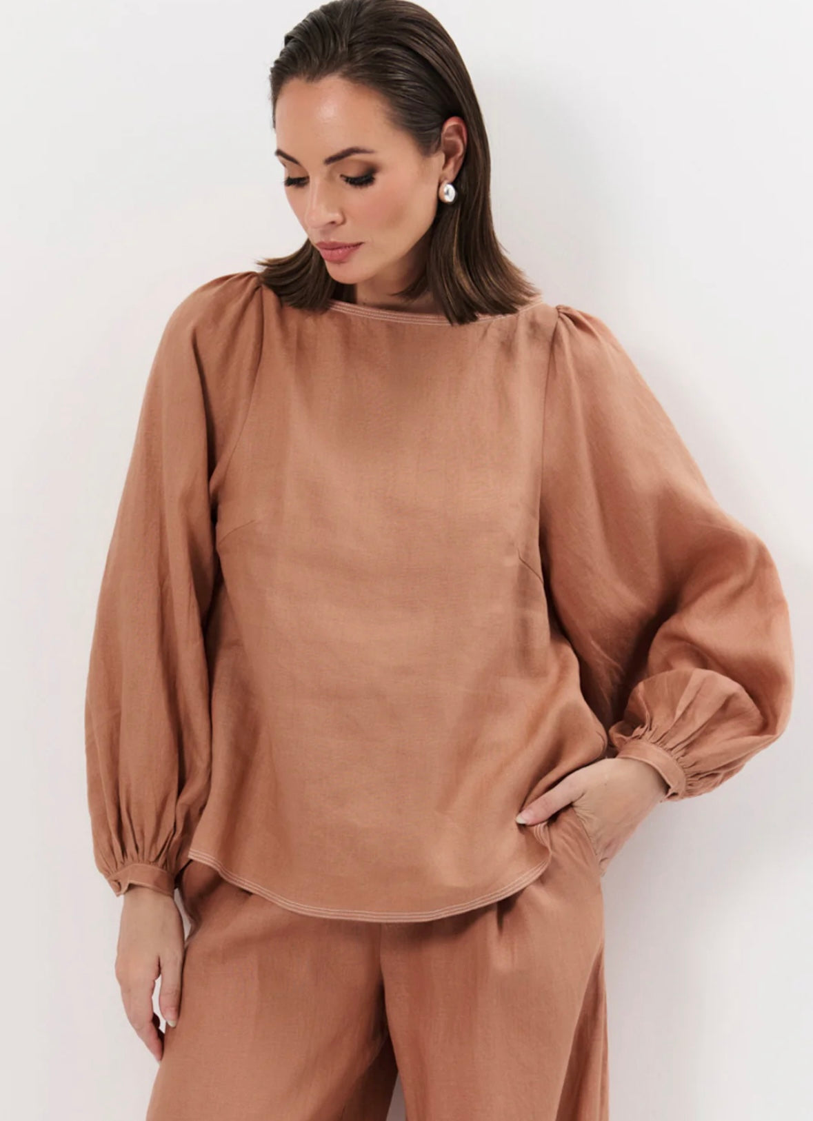 Tan Linen Top