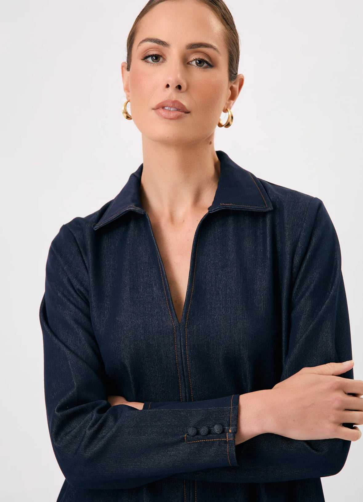 Drape Denim A Line Dress