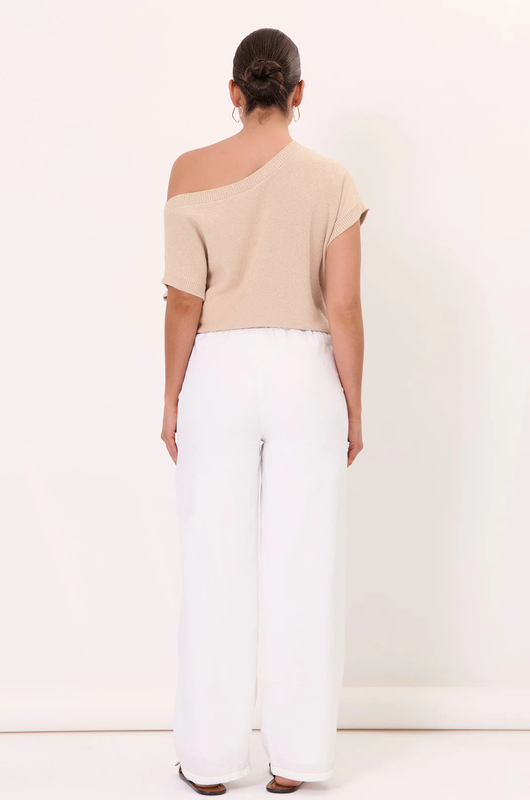 Contrast Stitch Linen Pants