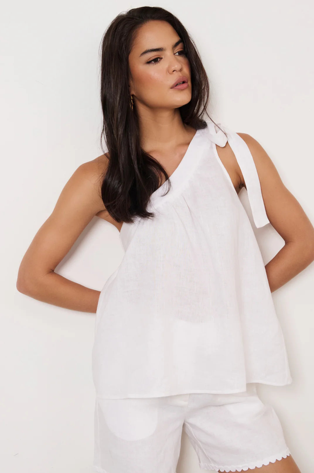 One Shoulder Linen Top