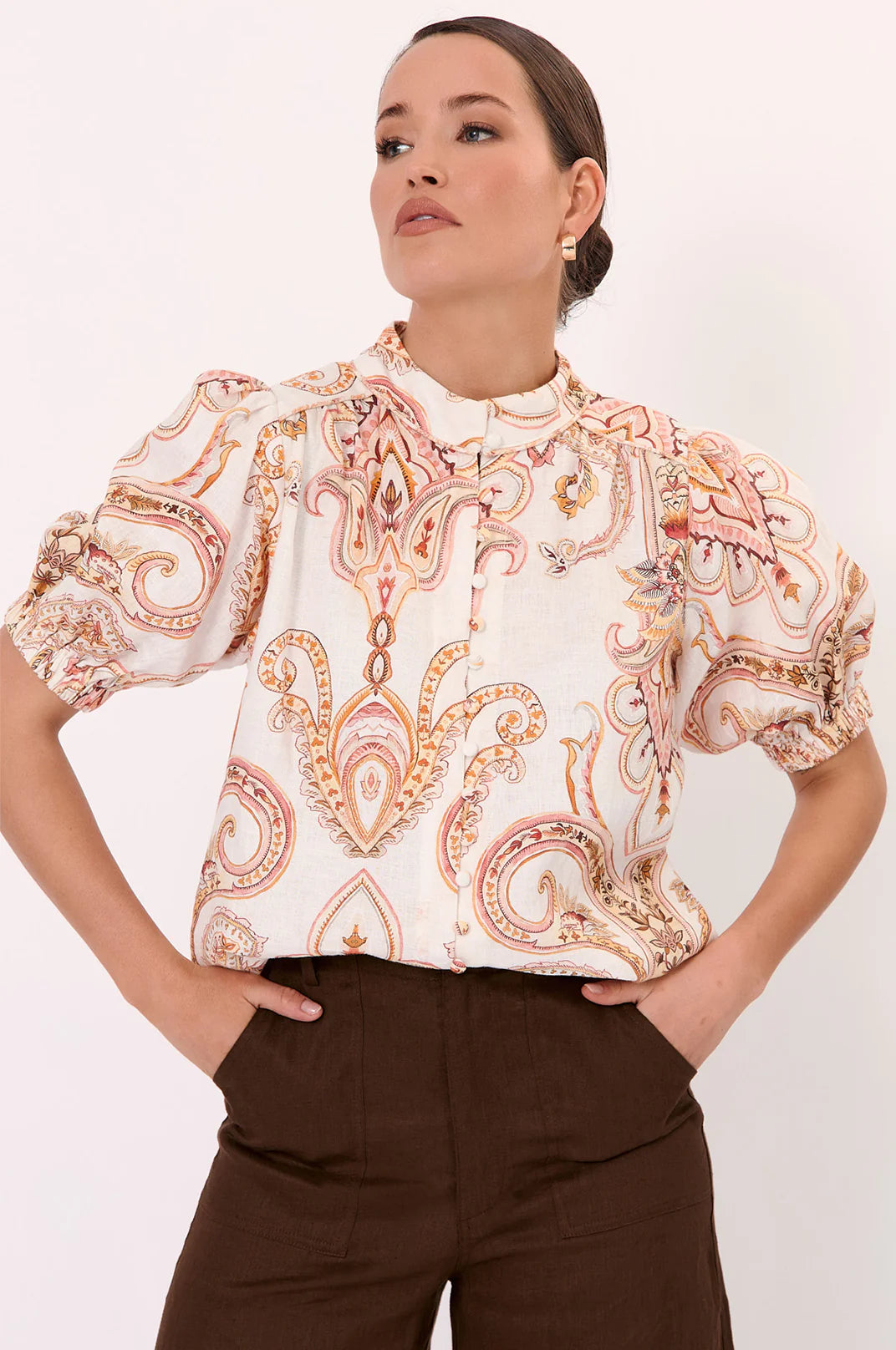 Printed Linen Top