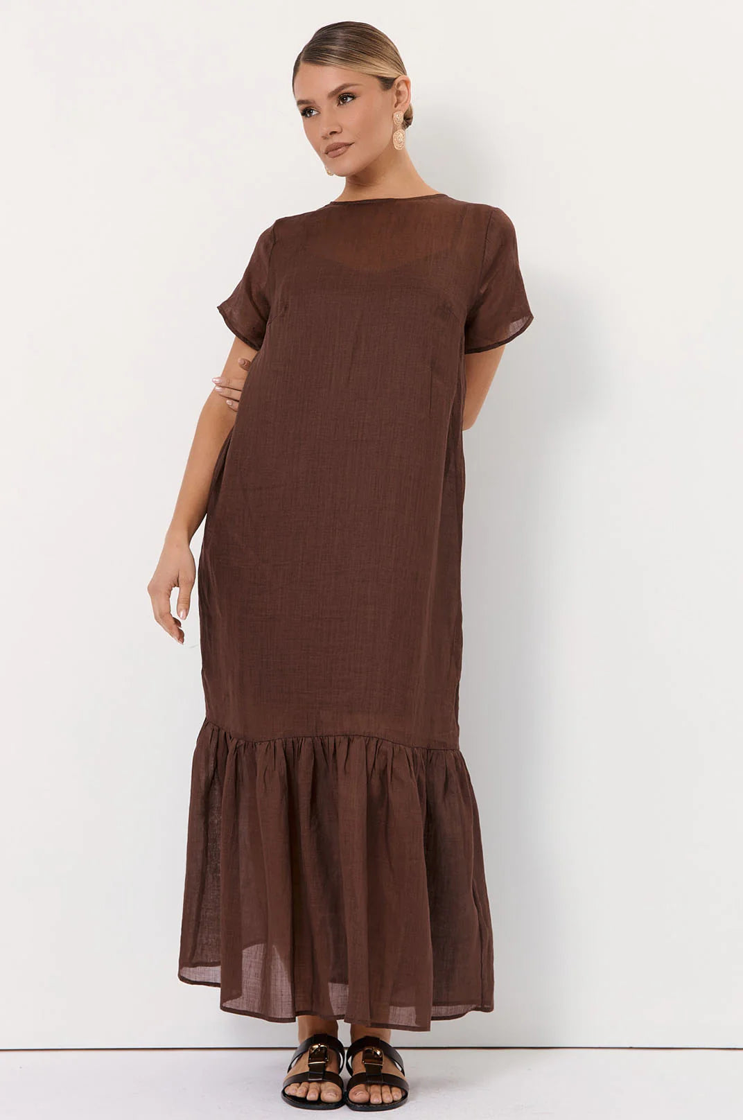 Ramie Maxi Dress - Chocolate