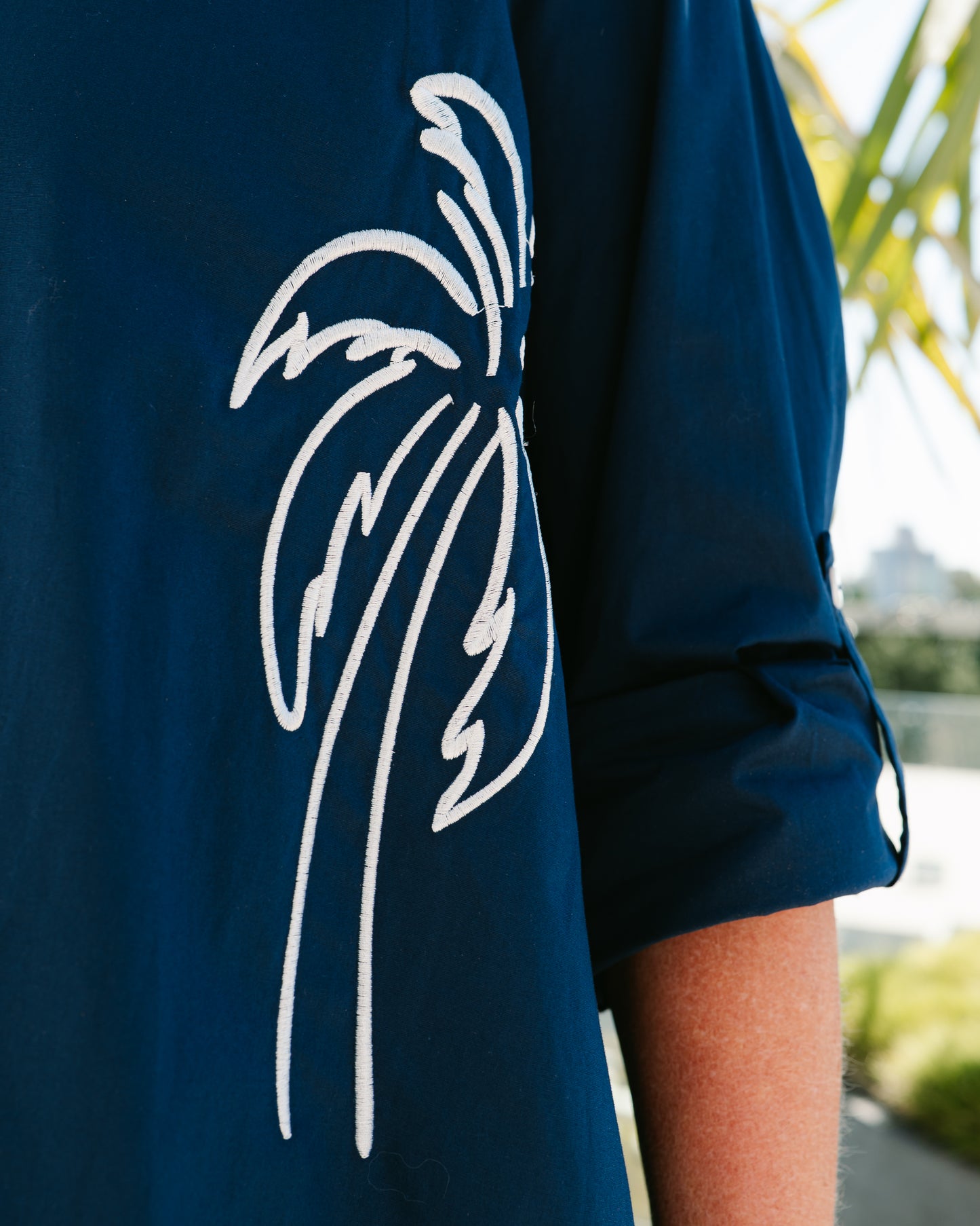 Palm Shirt Dress - Navy