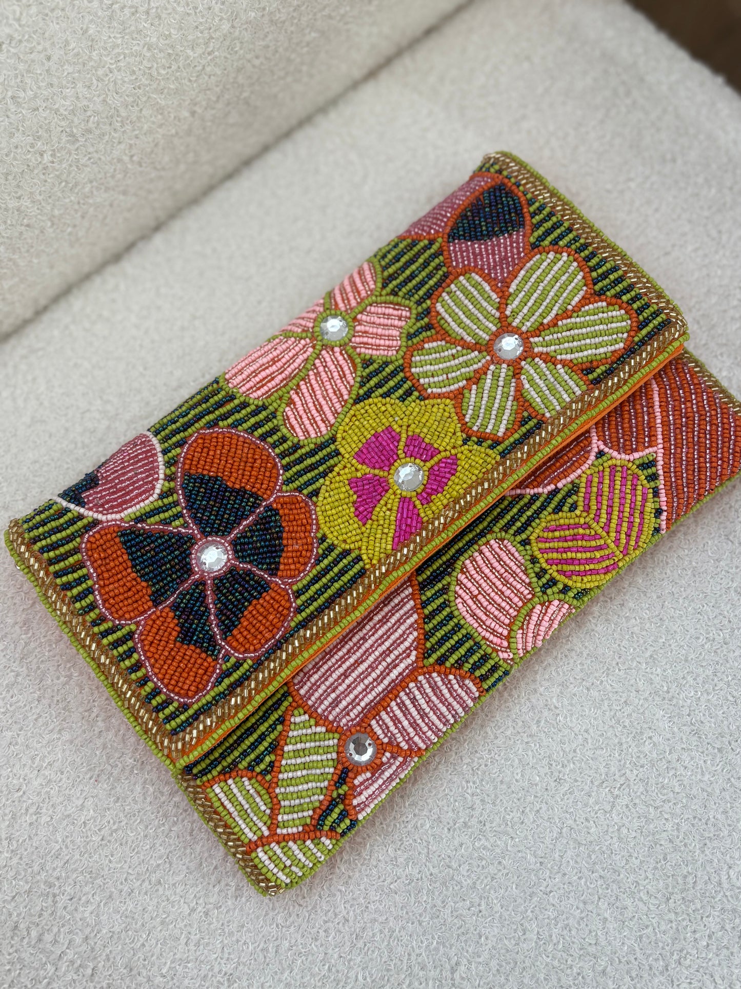 Beaded Clutch - Bright Floral