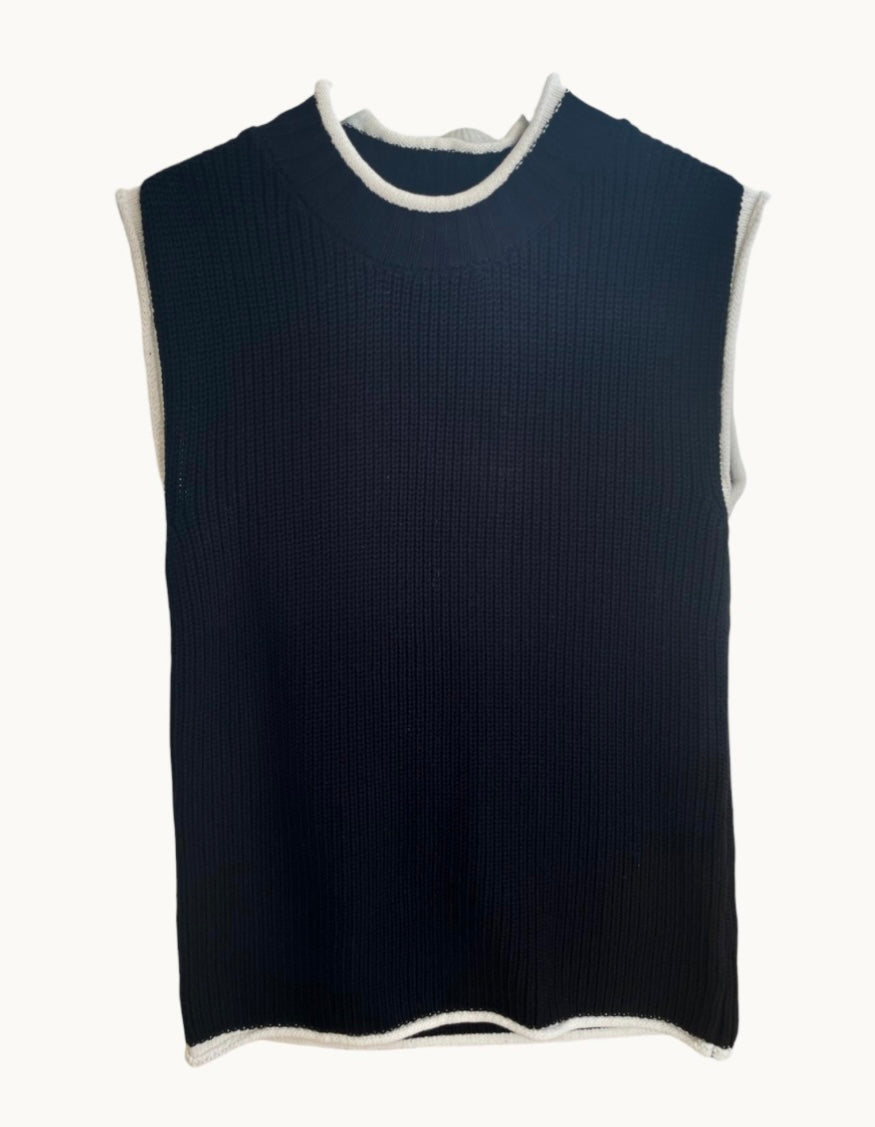 Sleeveless Knit Tee - Black