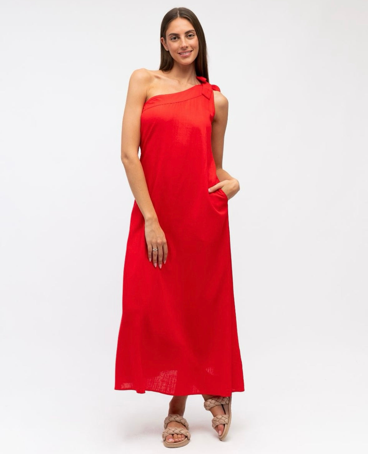 Red One Shoulder Dress