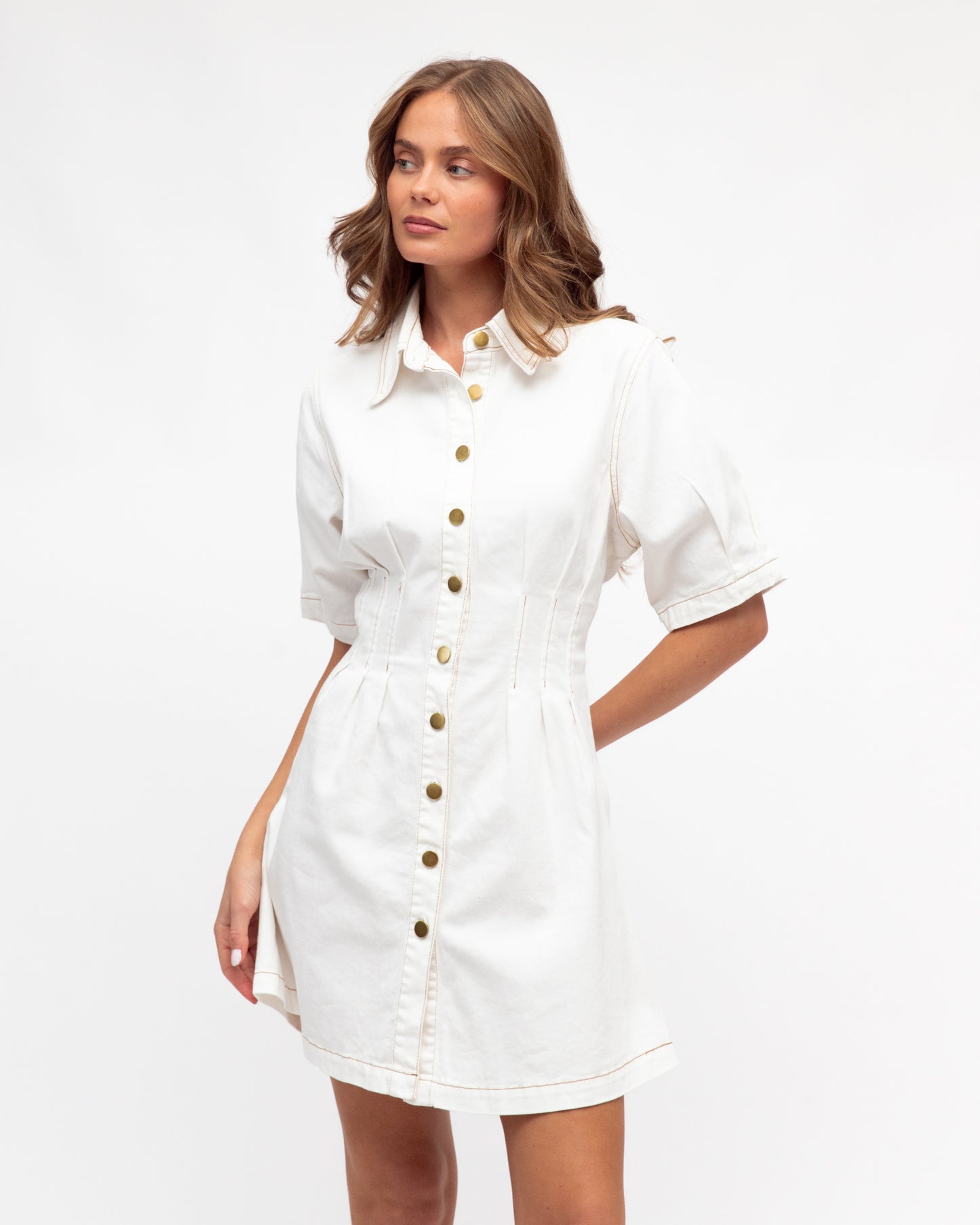 White Denim Mini Dress
