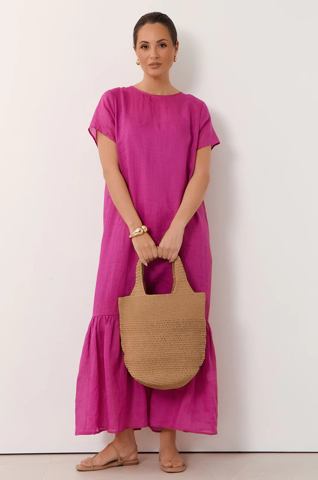 Ramie Maxi Dress - Magenta