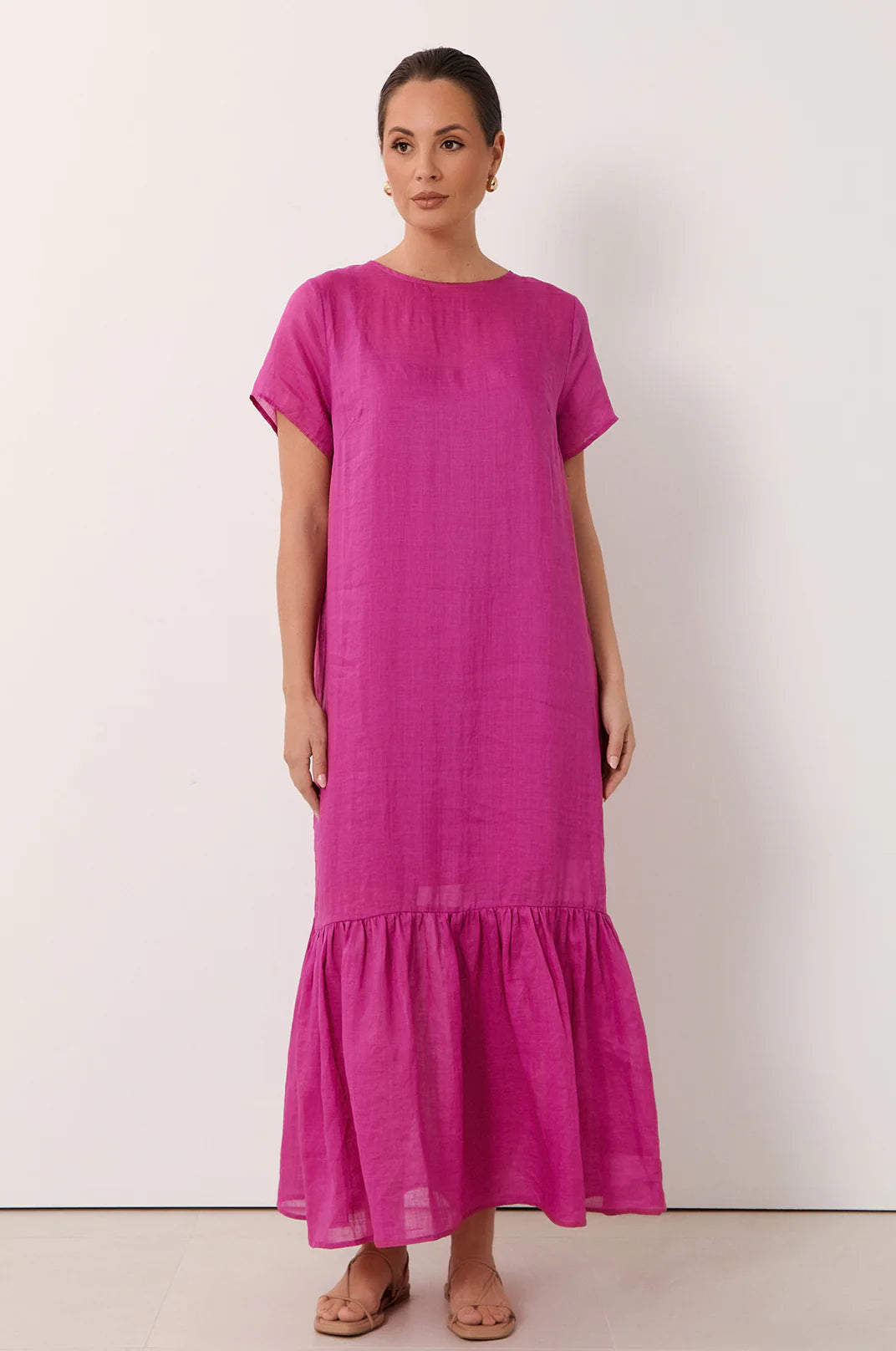Ramie Maxi Dress - Magenta
