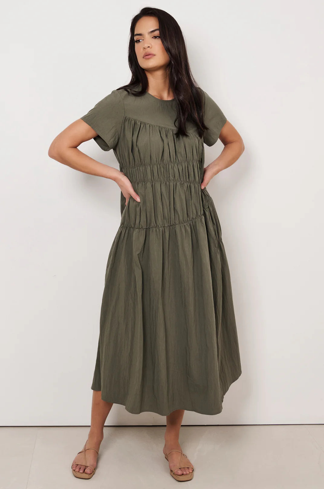 Khaki Midi Dress