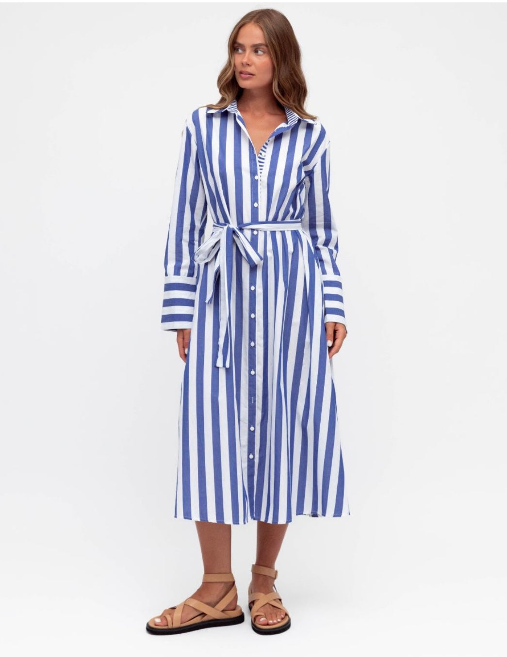 Blue Stripe Shirt Dress