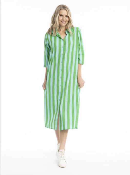 Sofia Shirt Dress - Green/Aqua