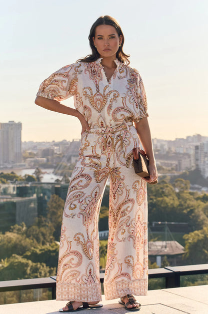 Printed Linen Pants
