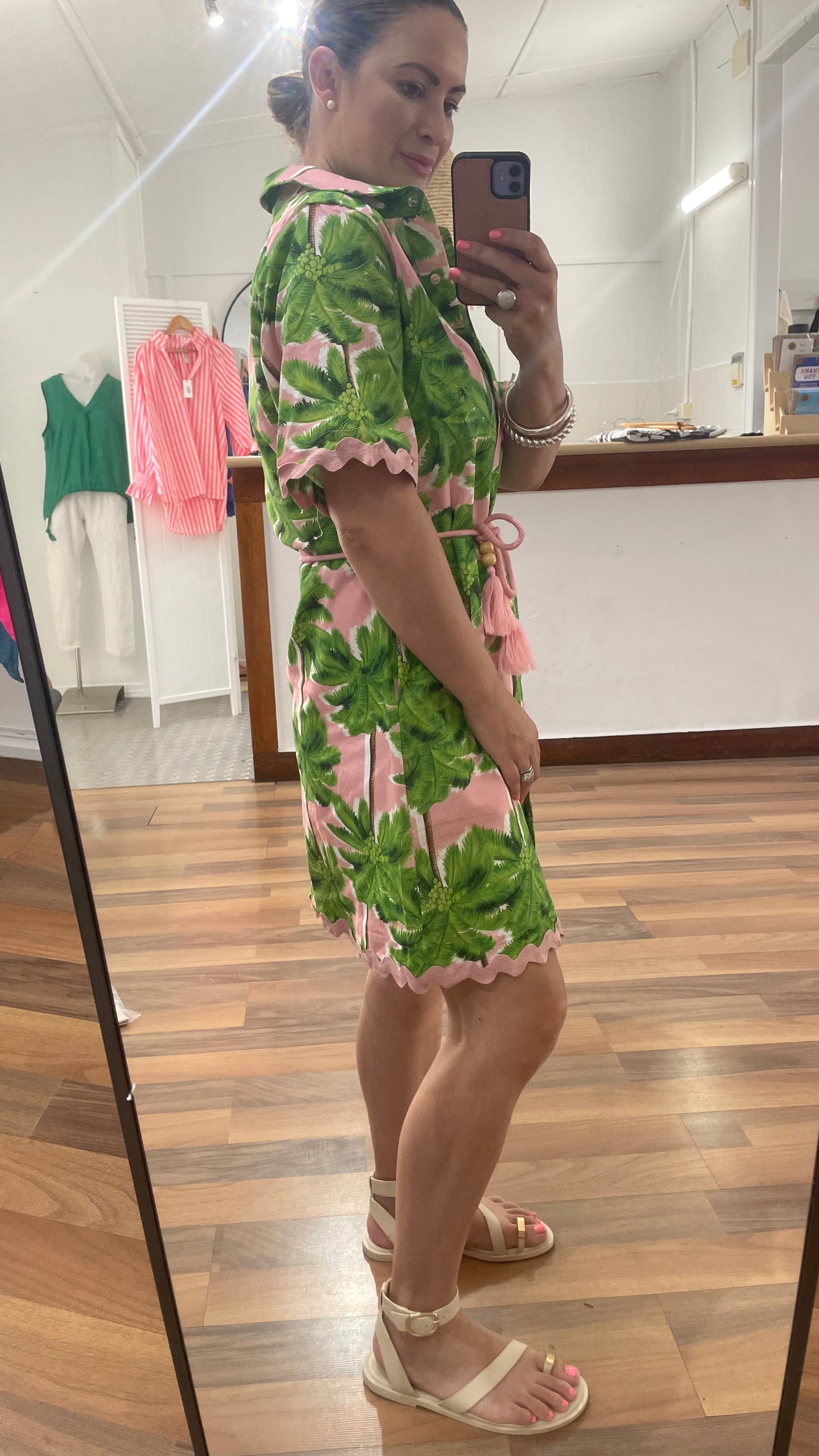 Green and Pink Palm Dress