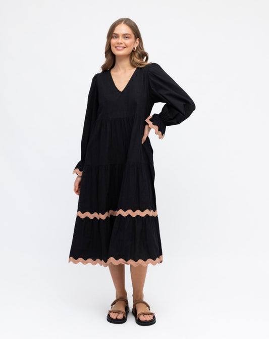 Ric Rac Trim Midi Dress