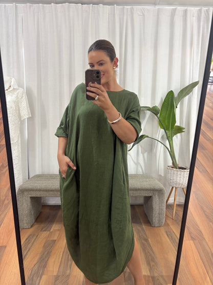 Scallop Dress - Forest Green