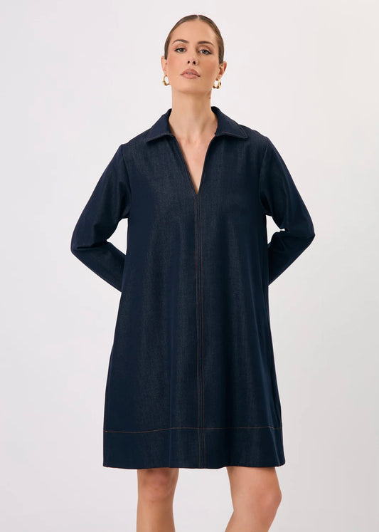 Drape Denim A Line Dress
