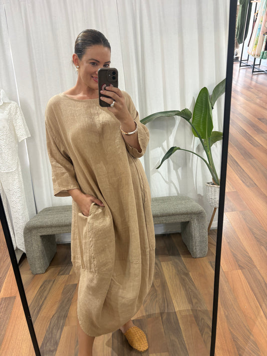 Scallop Dress - Camello