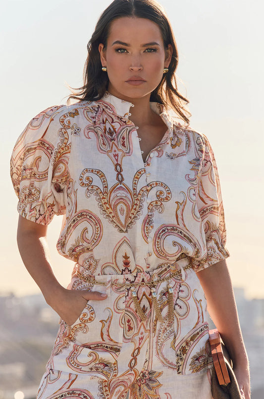 Printed Linen Top