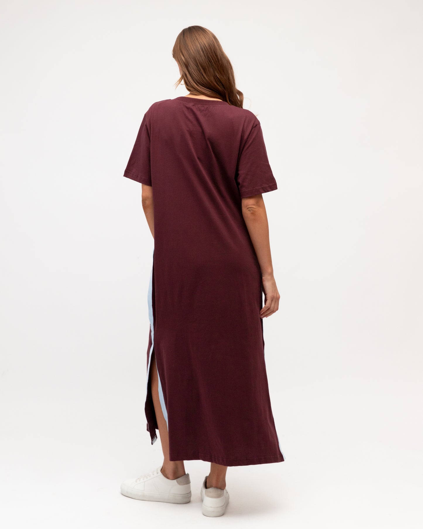 Side Stripe Dress - Burgundy