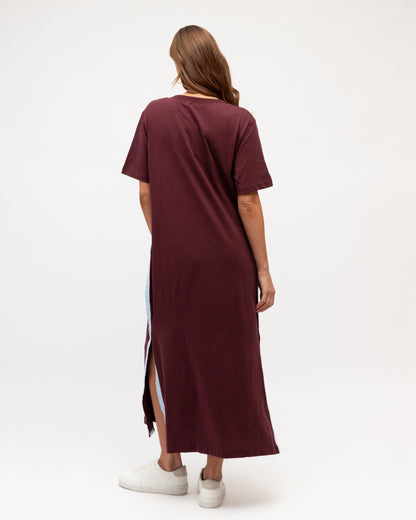 Side Stripe Dress - Burgundy
