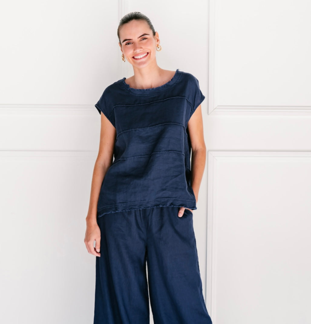 Linen Raw Edge Top