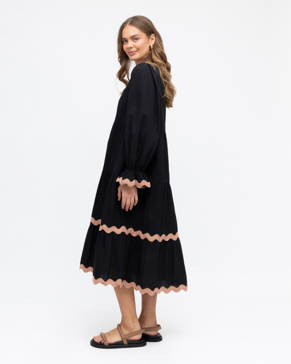Ric Rac Trim Midi Dress