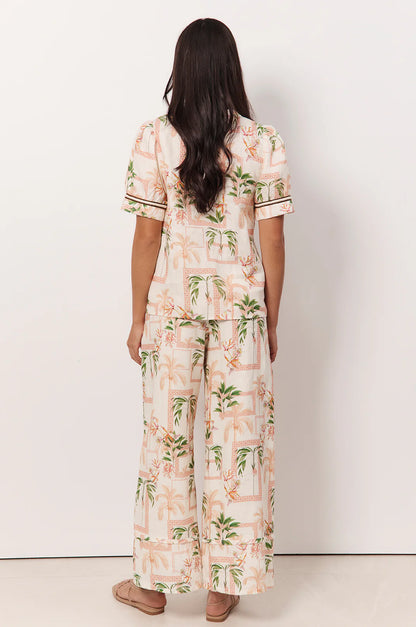 Palm Print Linen Pants