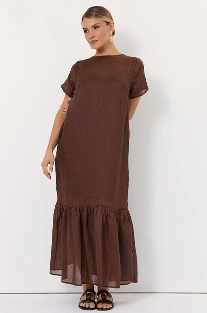 Ramie Maxi Dress - Chocolate