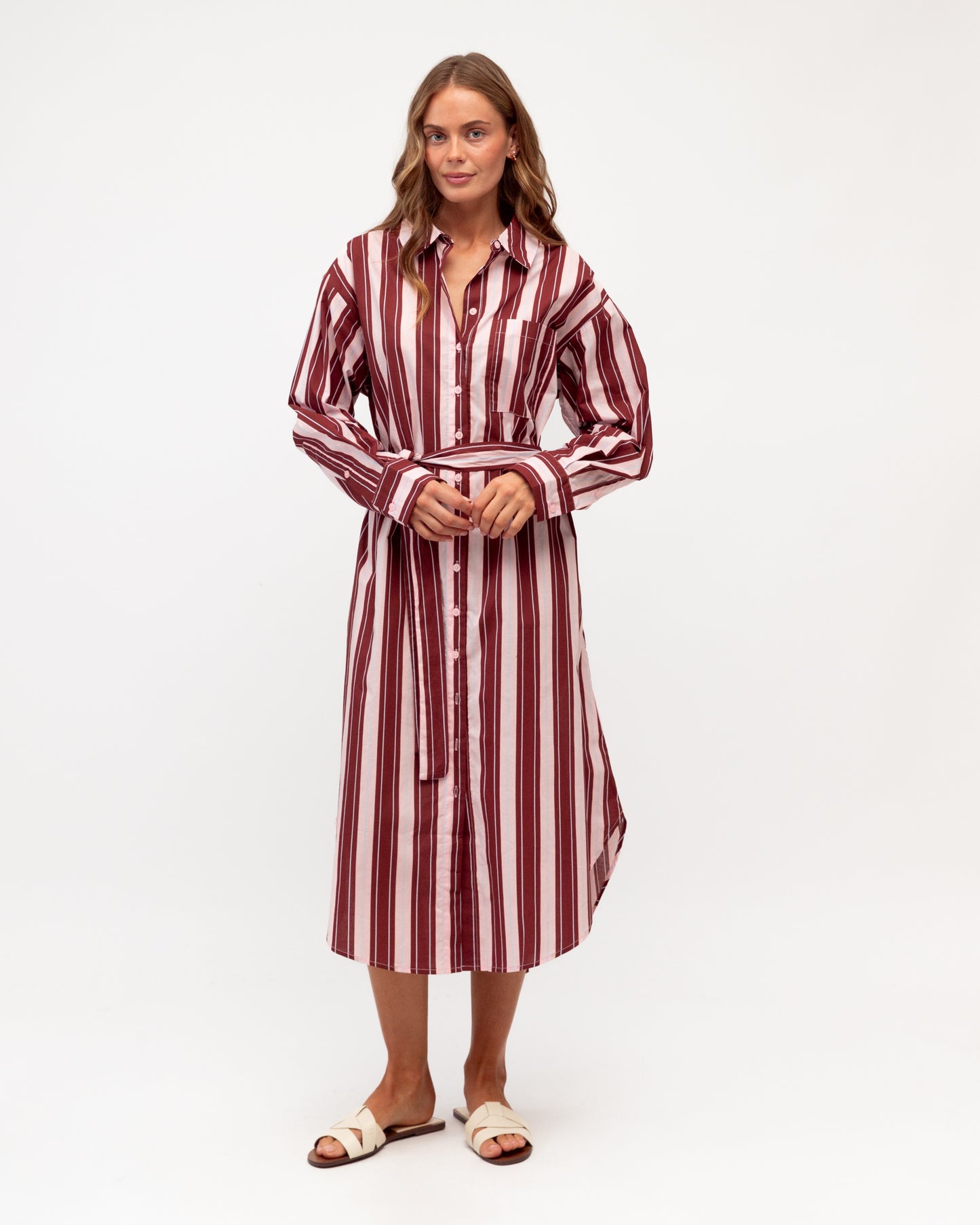 Burgundy Stripe Dress