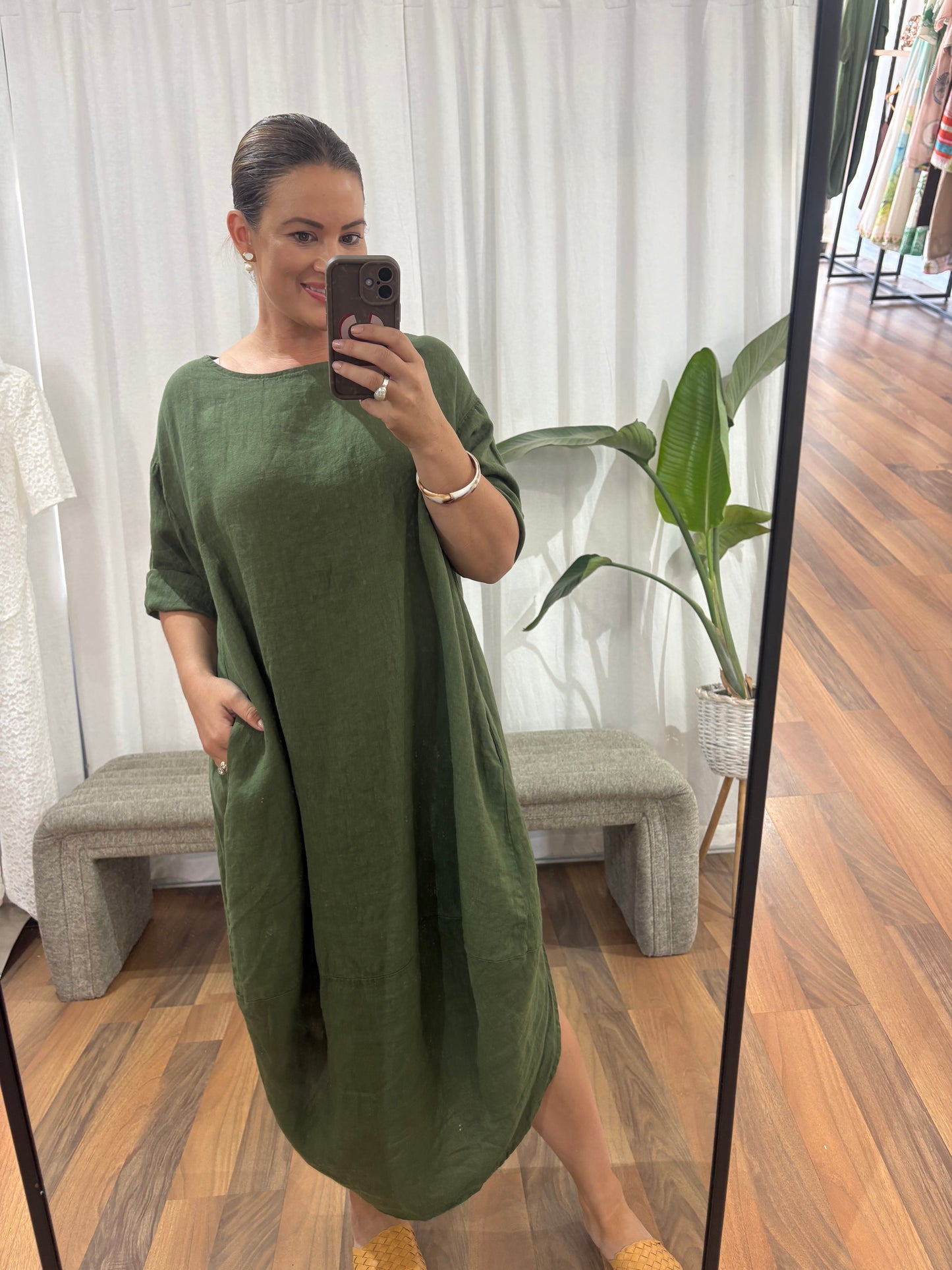 Scallop Dress - Forest Green