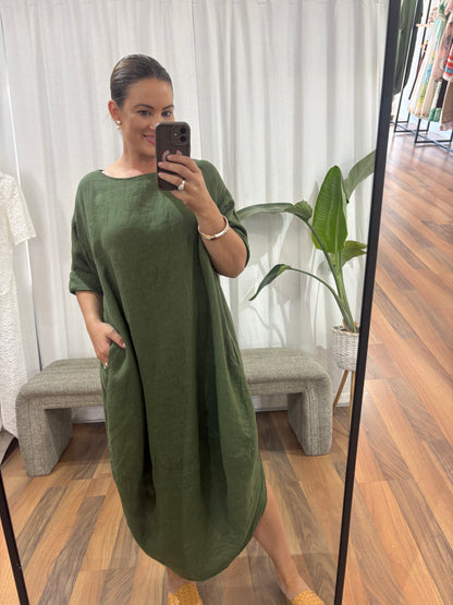 Scallop Dress - Forest Green