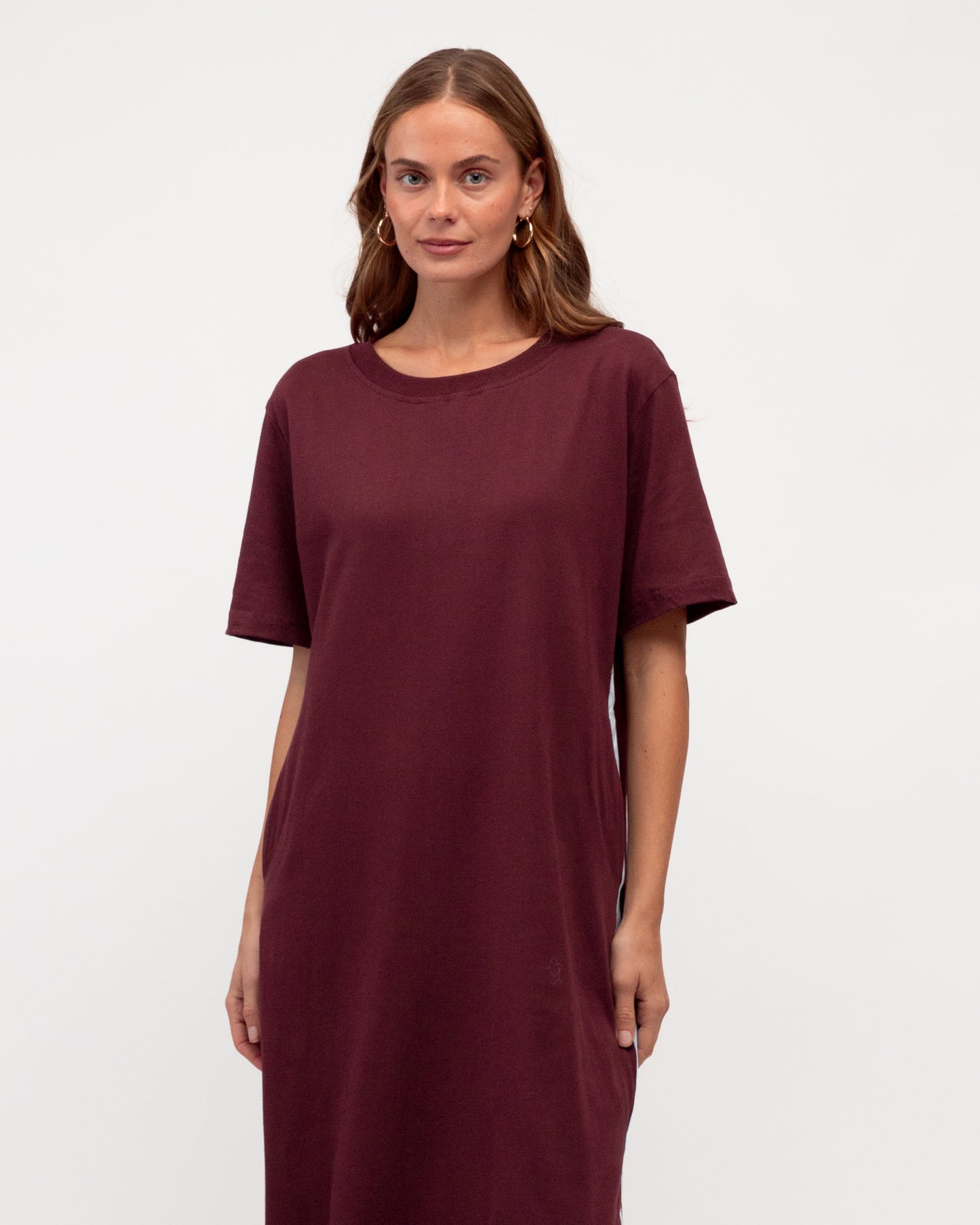 Side Stripe Dress - Burgundy