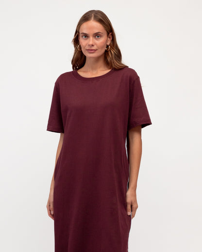 Side Stripe Dress - Burgundy