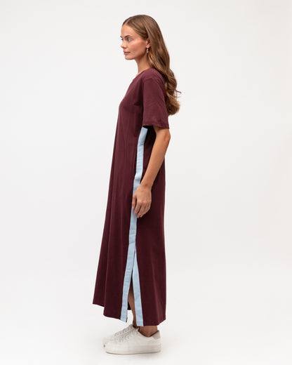 Side Stripe Dress - Burgundy