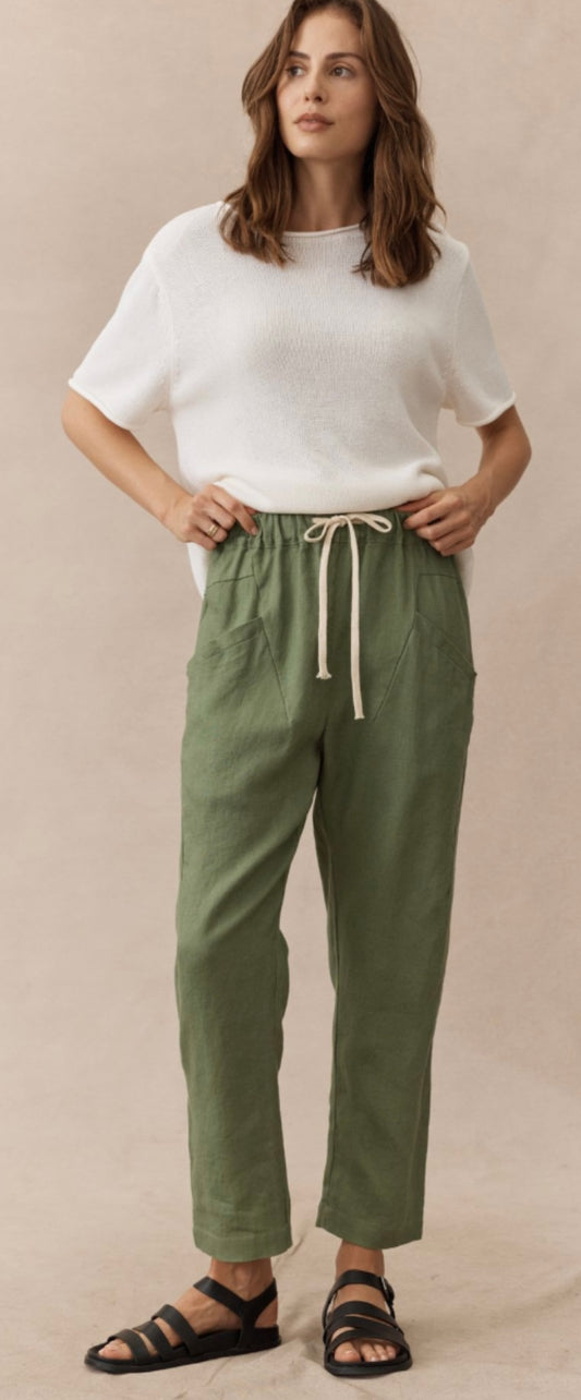 Luxe Linen Pants - Forest Green