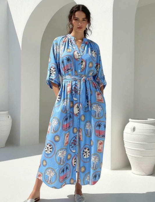 Blue Tropical Dress