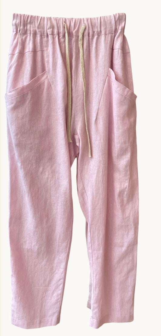 Luxe Linen Pants - Pink