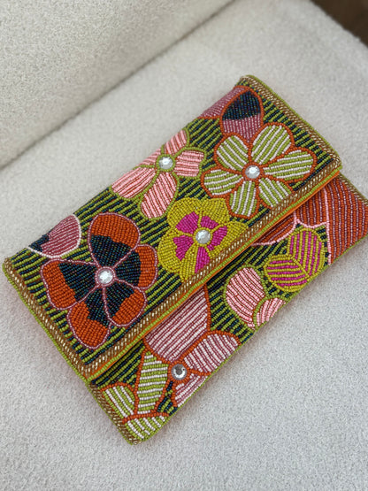 Beaded Clutch - Bright Floral