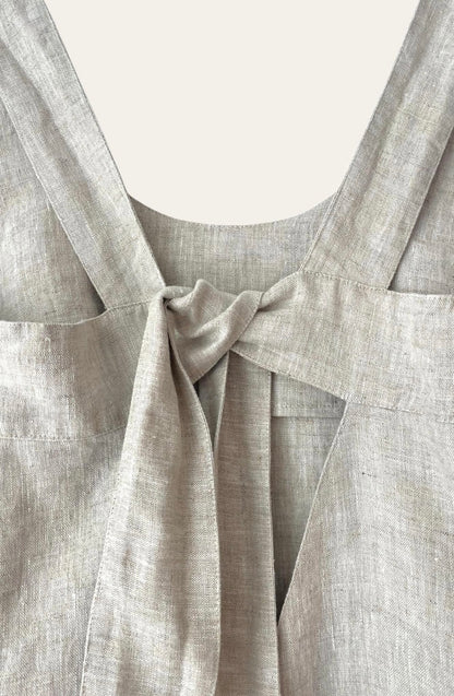Tie Back Linen Dress