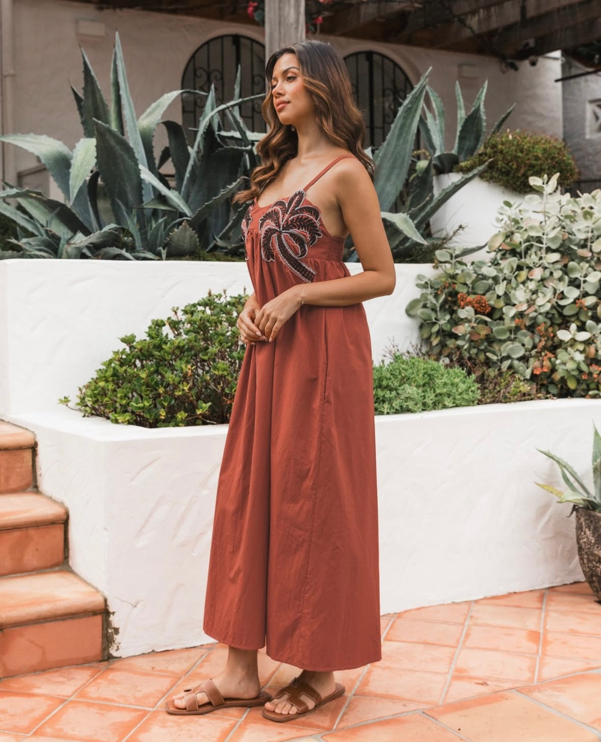 Embroidered Palm Maxi