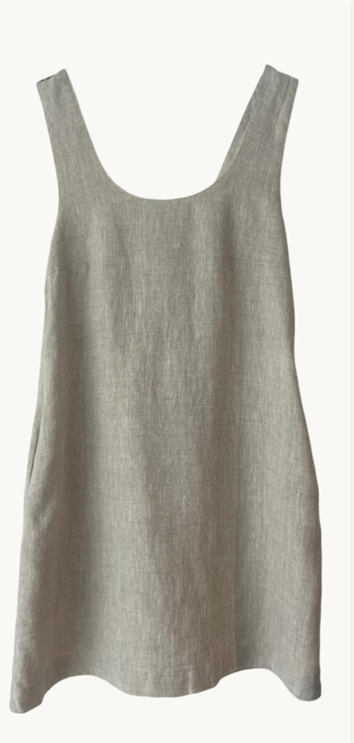 Tie Back Linen Dress