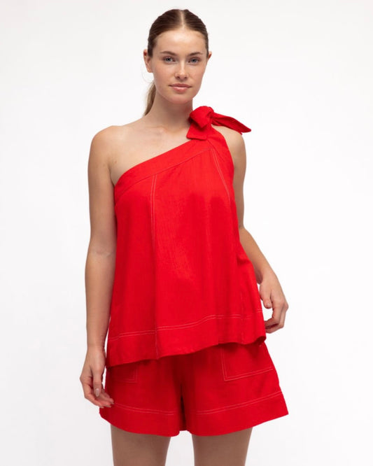 Red One Shoulder Set